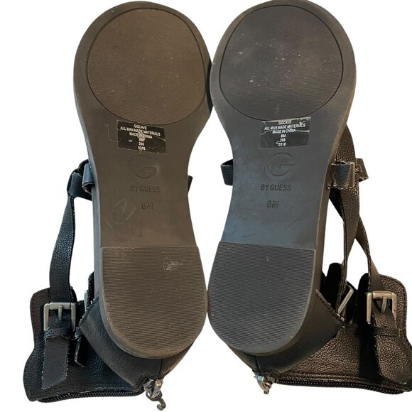 G by Guess Womens Strappy Gladiator Sandals, Black Faux Leather Summer Beach - Picture 10 of 10